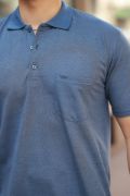 Erkek Yakalı Mini Jakarlı Kısa Kollu T-shirt resmi